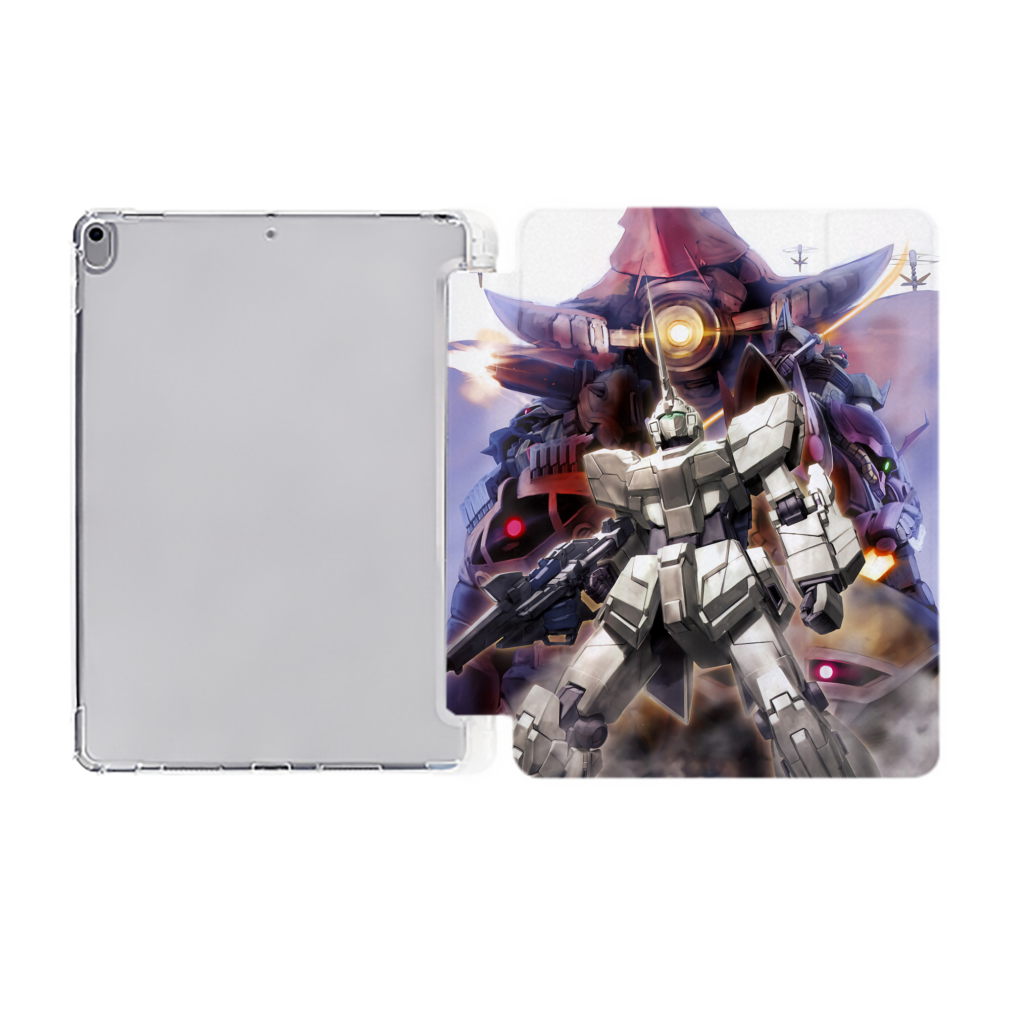 （画像用） 機動戦士ガンダム Mobile Suit Gundam IPad ケース ペン収納付き 三つ折りスタンド PUレザー×シリコン 対応機種9.5/10.5/10.9インチ
